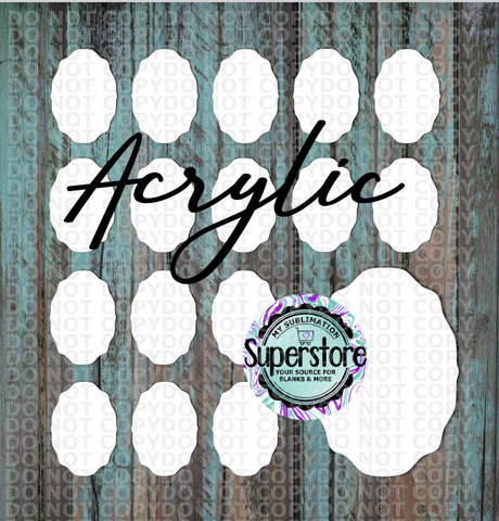 Acrylic Vintage Oval Frame - 10 or 20 count 1.5 & 2 inch size - Sublimation Acrylic