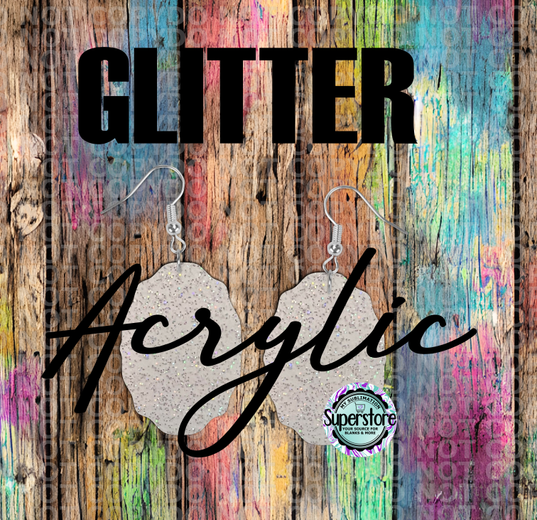 Glitter Acrylic Vintage Oval Frame -  Earrings - 5 & 10 pairs 1.5 & 2 inch size - Sublimation Acrylic