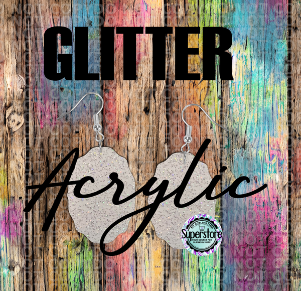 Glitter Acrylic Vintage Oval Frame -  Earrings - 5 & 10 pairs 1.5 & 2 inch size - Sublimation Acrylic