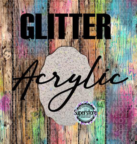 GLITTER Vintage Oval Frame -  With or Without Hole  - Sublimation Acrylic