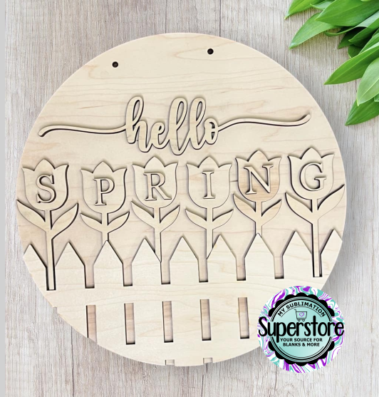 Hello spring unfinished Wood Round DIY Kit – My Sublimation Superstore