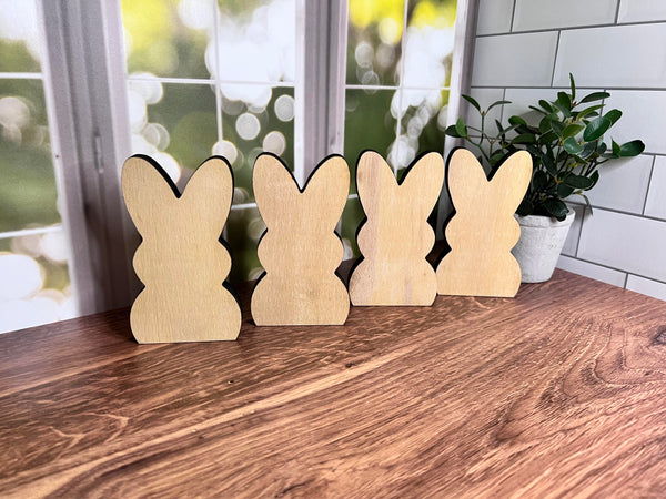 Four - 4 inch wood bunnies - wood for painting