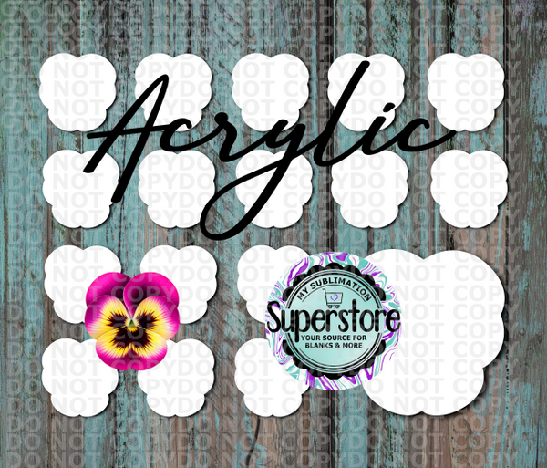 Acrylic Pansy Flower - 10 or 20 count 1.5 & 2 inch size - Sublimation Acrylic