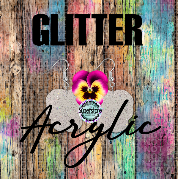 Glitter Acrylic Pansy Flower -  Earrings - 5 & 10 pairs 1.5 & 2 inch size - Sublimation Acrylic