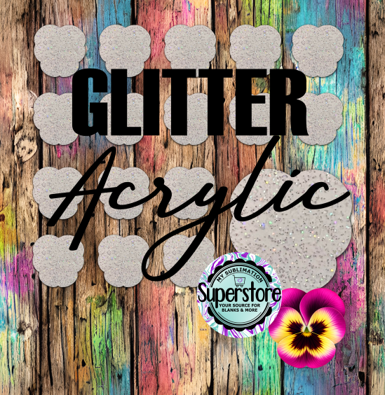 Glitter Acrylic Pansy Flower - Badge Reels - 10 or 20 count 1.5 & 2 inch size - Sublimation Acrylic