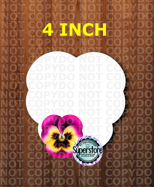 (4 inch) -  Pansy Flower - With or Without Hole - MDF Single Side