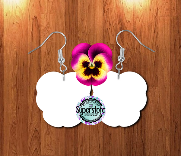Pansy earrings 3 sizes 1 / 1.5 / 2 inch -  BULK PURCHASE 10pair - Single sided MDF