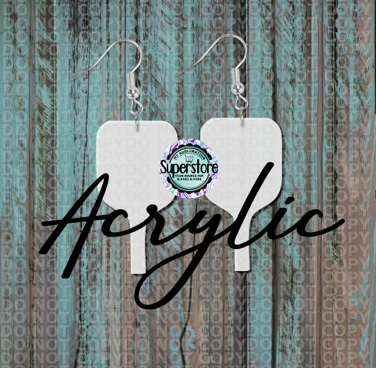 Acrylic Pickleball Paddle Earrings -   5 & 10 pairs 1.5 & 2 inch size - Sublimation Acrylic