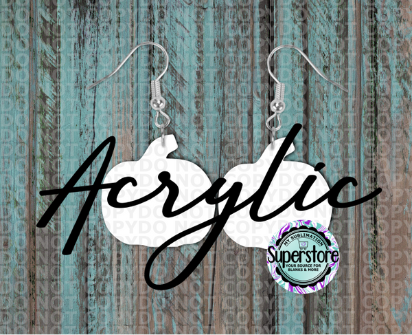 Clear Acrylic -  Pumpkin -  Earrings -  5 & 10 pairs  1.5 & 2 inch size - Sublimation Acrylic