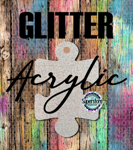 GLITTER Puzzle Piece -  With or Without Hole  - Sublimation Acrylic