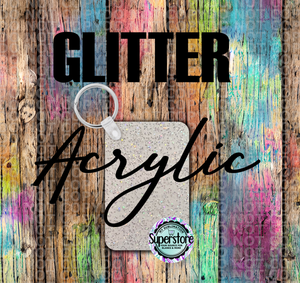 Glitter - Acrylic  Rounded corner rectangle - Keychain -  Sublimation Glitter Acrylic 2.75"