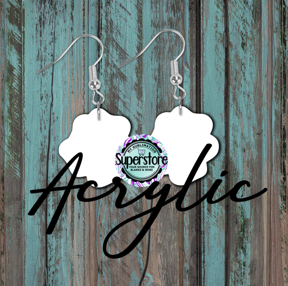 Clear Acrylic Rose  Earrings -  5 & 10 pairs 1.5 & 2 inch size - Sublimation Acrylic