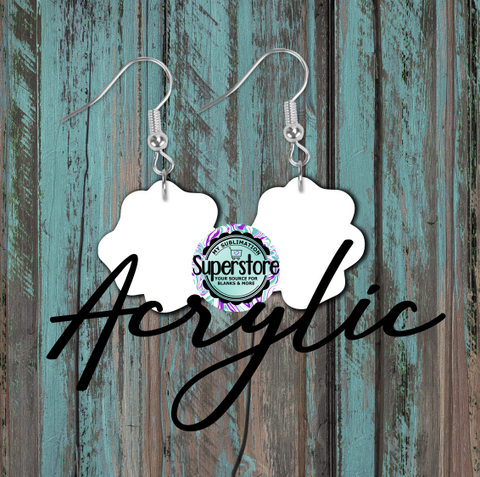 Clear Acrylic Rose  Earrings -  5 & 10 pairs 1.5 & 2 inch size - Sublimation Acrylic