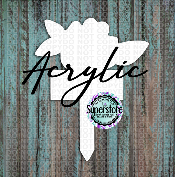 Clear Acrylic - Rose With Sign Garden Stake - Sublimation Acrylic