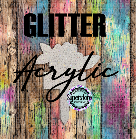GLITTER - Rose With Sign Garden Stake - Sublimation Acrylic