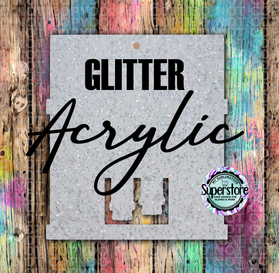 GLITTER Acrylic Santa Fireplace -  With or Without Hole  - Sublimation Acrylic