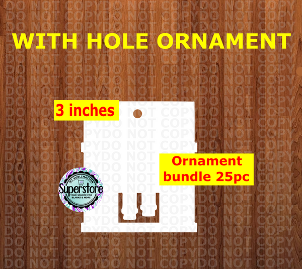 Santa Fireplace - WITH HOLE - ornament bundle price - MDF sublimation blanks