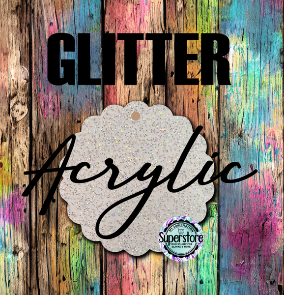 GLITTER Scallop -  With or Without Hole  - Sublimation Acrylic