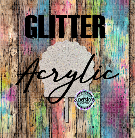 GLITTER Acrylic Scalloped cake topper  - Sublimation Acrylic