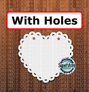 Scalloped Heart - WITH holes - Sublimation Blank MDF