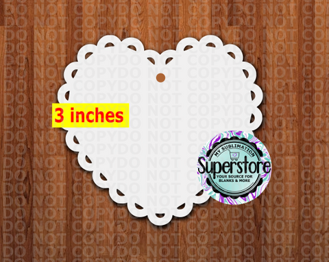 Scalloped Heart - With Hole or NO HOLE Bundle - ornament bundle price - MDF sublimation blank