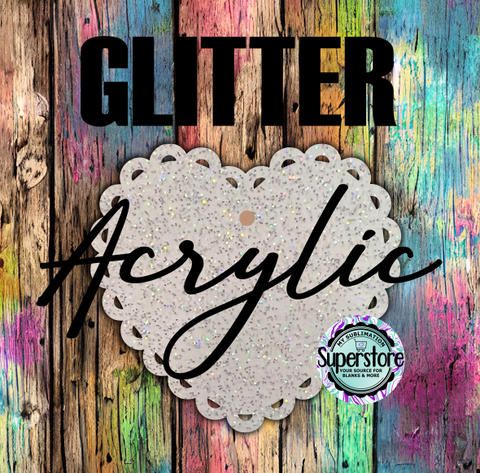 GLITTER Scalloped Heart -  With or Without Hole  - Sublimation Acrylic