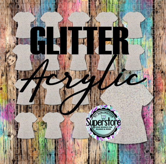 Glitter Acrylic Scrub Top Badge Reels - 10 or 20 count 1.5 & 2 inch size - Sublimation Acrylic