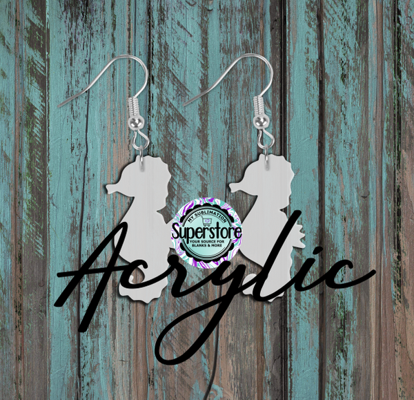 Clear Acrylic Seahorse  Earrings -  5 & 10 pairs 1.5 & 2 inch size - Sublimation Acrylic