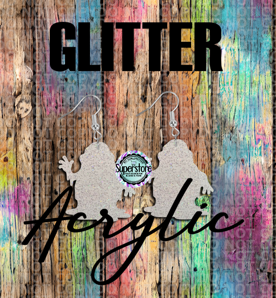 Glitter Acrylic Slime Guy -  Earrings - 5 & 10 pairs 1.5 & 2 inch size - Sublimation Acrylic