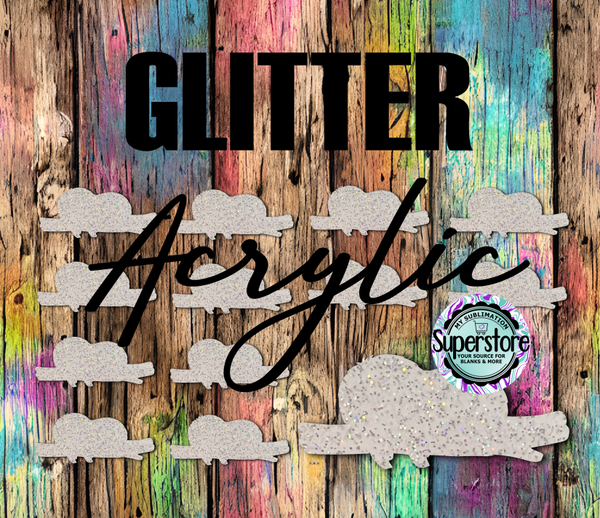 Glitter Acrylic Sloth Horizontal - Badge Reels - 10 or 20 count 1.5 & 2 inch size - Sublimation Acrylic
