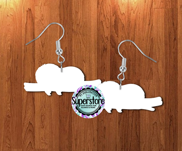 Sloth Horizontal earrings 3 sizes 1 / 1.5 / 2 inch -  BULK PURCHASE 10pair - Single sided MDF