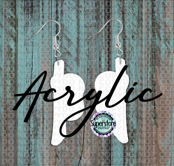 Clear Acrylic Sloth Vertical  -  Earrings -  5 & 10 pairs 1.5 & 2 inch size - Sublimation Acrylic