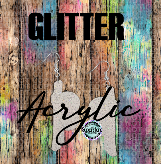 Glitter Acrylic Sloth Horizontal -  Earrings - 5 & 10 pairs 1.5 & 2 inch size - Sublimation Acrylic