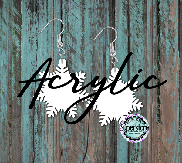 Clear Acrylic Snowflake -  Earrings -  5 & 10 pairs 1.5 & 2 inch size - Sublimation Acrylic