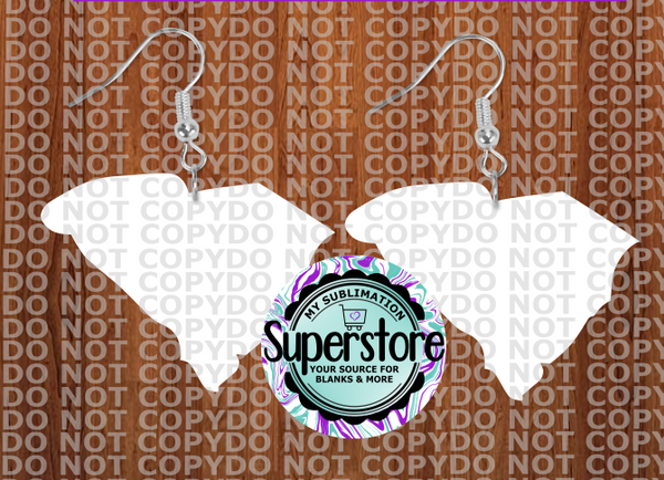 South Carolina - earrings 3 sizes 1 / 1.5 / 2 inch -  BULK PURCHASE 10pair - Single sided MDF
