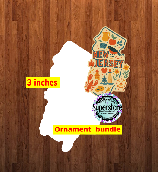 Special New Jersey State - With Hole or NO HOLE Bundle - ornament bundle price - MDF sublimation blank