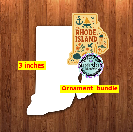 Special Rhode Island State - With Hole or NO HOLE Bundle - ornament bundle price - MDF sublimation blank