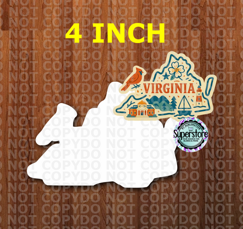 (4 inch) - Special Virginia State - MDF Single Sided - Ornament