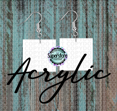 Acrylic Square Earrings -   5 & 10 pairs 1.5 & 2 inch size - Sublimation Acrylic