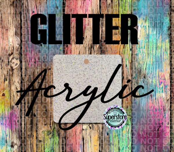 GLITTER Rounded Corner Square -  With or Without Hole  - Sublimation Acrylic