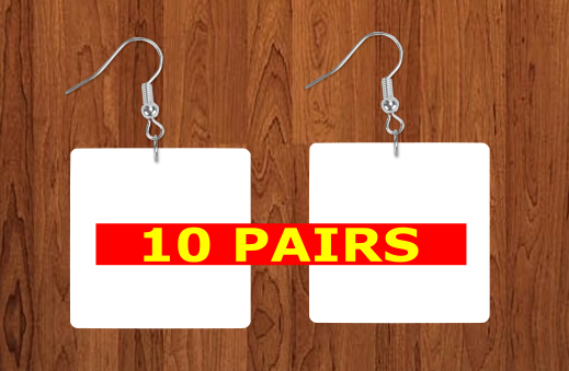 Square earrings 3 sizes 1 / 1.5 / 2 inch - Rounded Coners -  BULK PURCHASE 10pair - Single sided