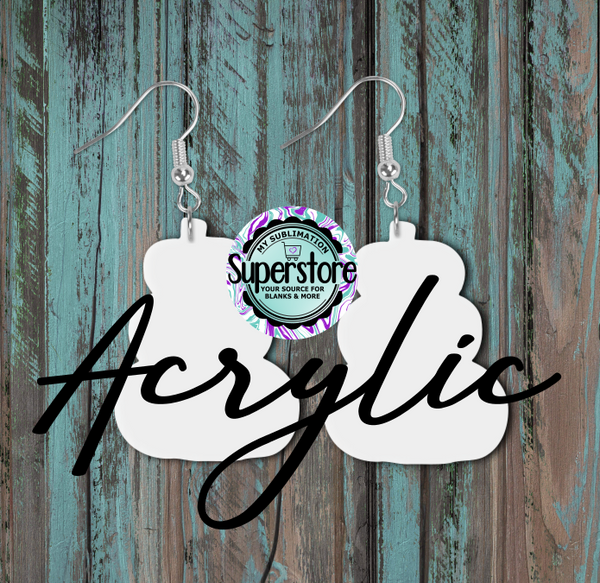 Clear Acrylic Stacked Pumpkin -  Earrings -  5 & 10 pairs 1.5 & 2 inch size - Sublimation Acrylic