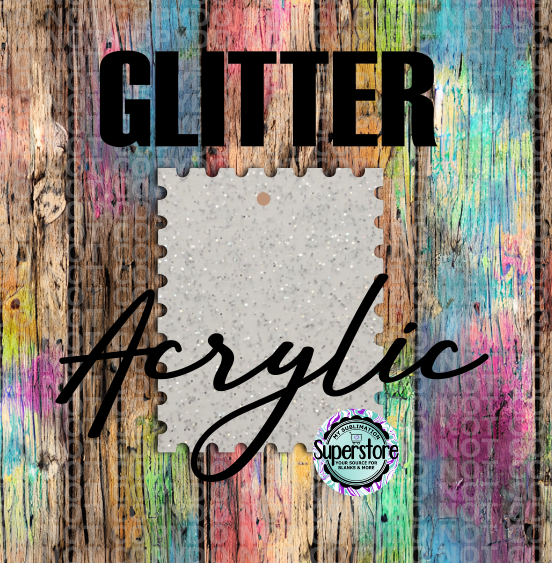 GLITTER Acrylic Stamp -  With or Without Hole  - Sublimation Acrylic