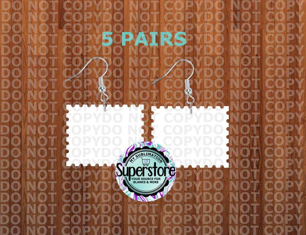 Horizontal Stamp earrings - BULK PURCHASE 5 or 10pair - 1.5 inch or 2 inch - MDF Sublimation Blanks