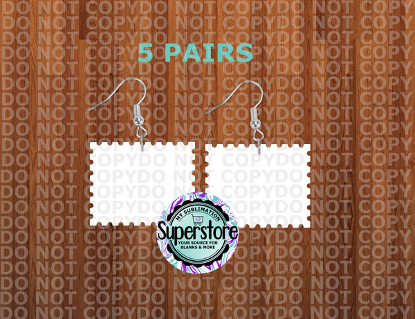 Horizontal Stamp earrings - BULK PURCHASE 5 or 10pair - 1.5 inch or 2 inch - MDF Sublimation Blanks