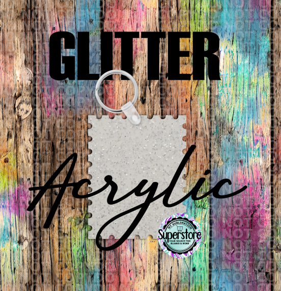 Glitter - Acrylic Stamp - Keychain -  Sublimation Glitter Acrylic