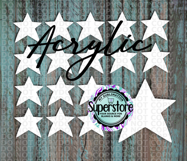 Acrylic Star - 10 or 20 count 1.5 & 2 inch size - Sublimation Acrylic
