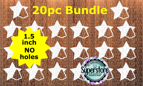1.5 inch - Star with tree cutout - (great for badge reels & hairbow centers)
