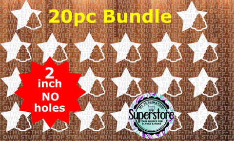 2 inch - Star with tree cutout - (great for badge reels & hairbow centers)