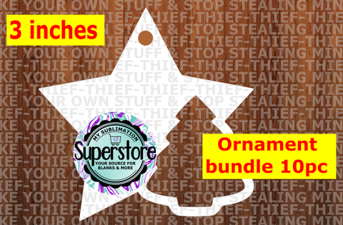 Star with tree cutout - with hole - Ornament Bundle Price